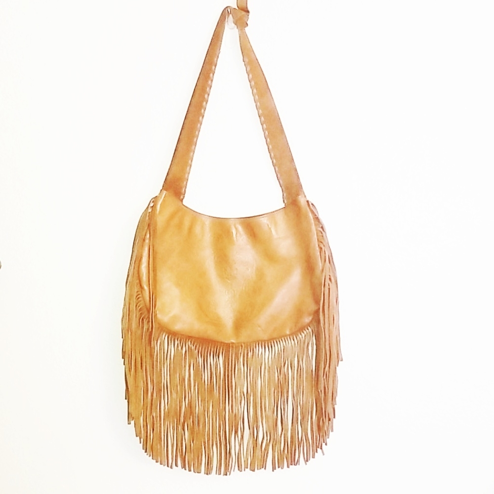 Patrizia Pepe Firenze Hobo Fringe Genuine Leather Shoulde…